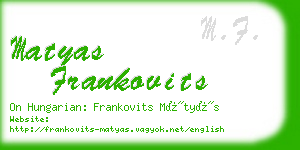matyas frankovits business card